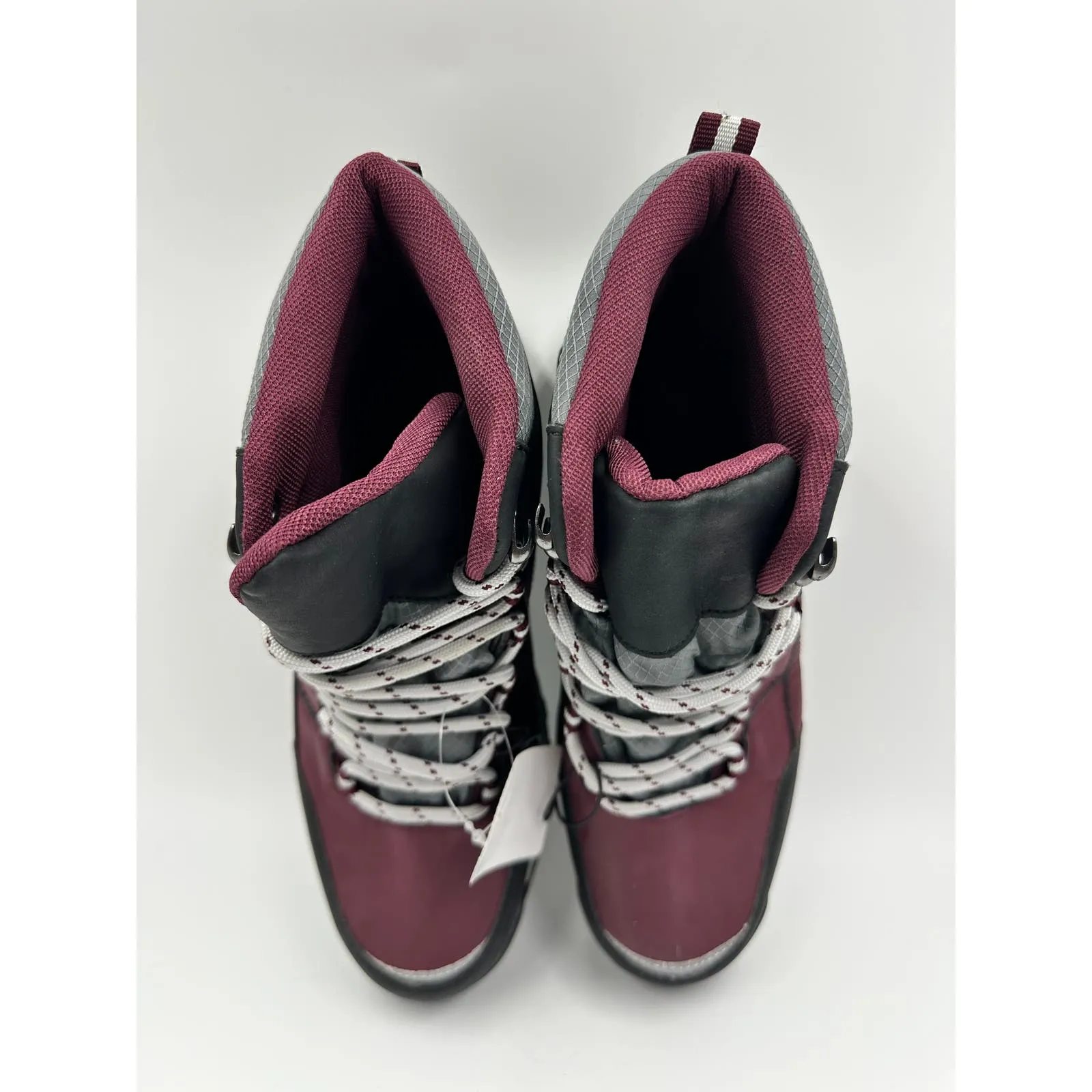 Women's size 8, Burgundy High Top Hikers w/ Gray Accents and Rugged Toe Caps