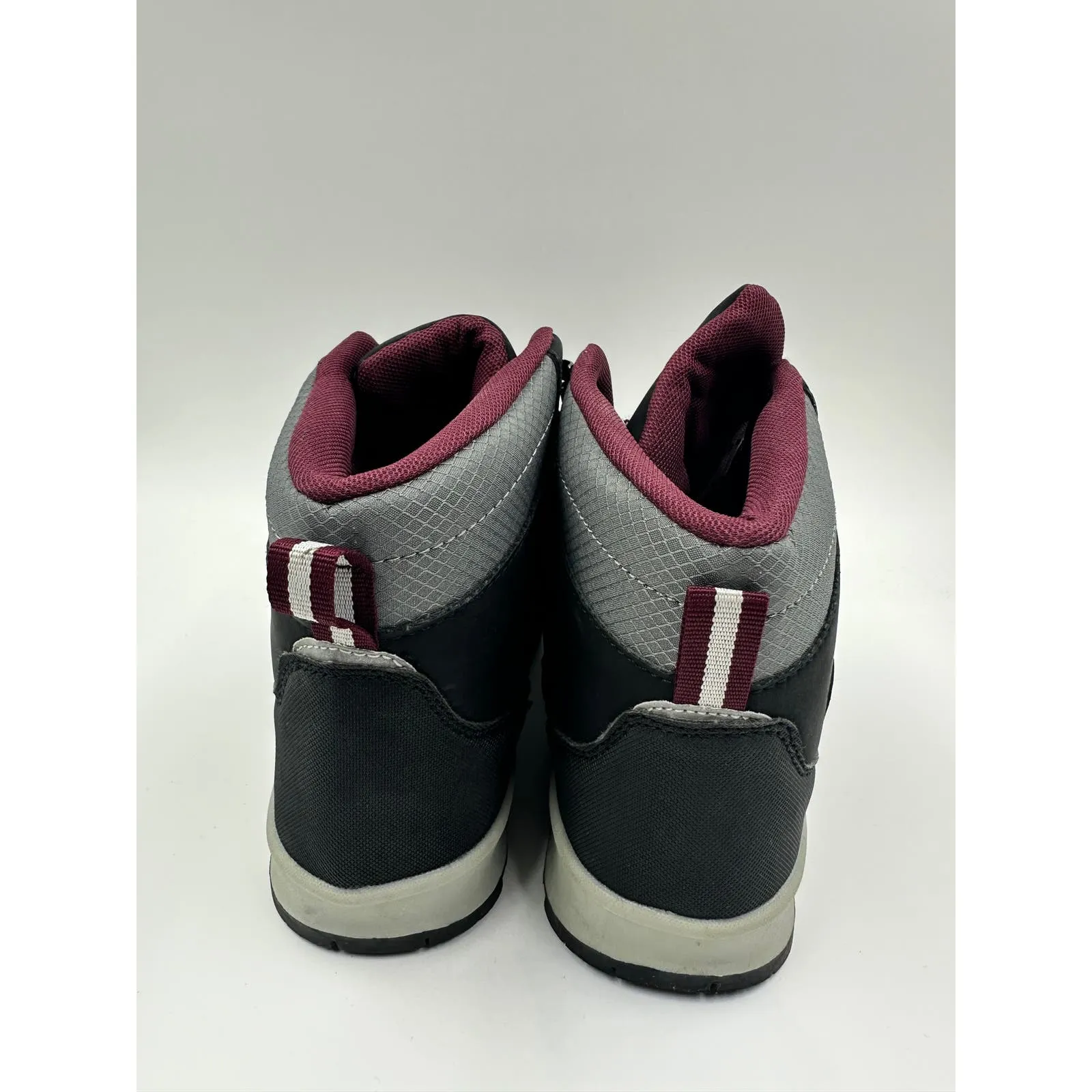 Women's size 8, Burgundy High Top Hikers w/ Gray Accents and Rugged Toe Caps