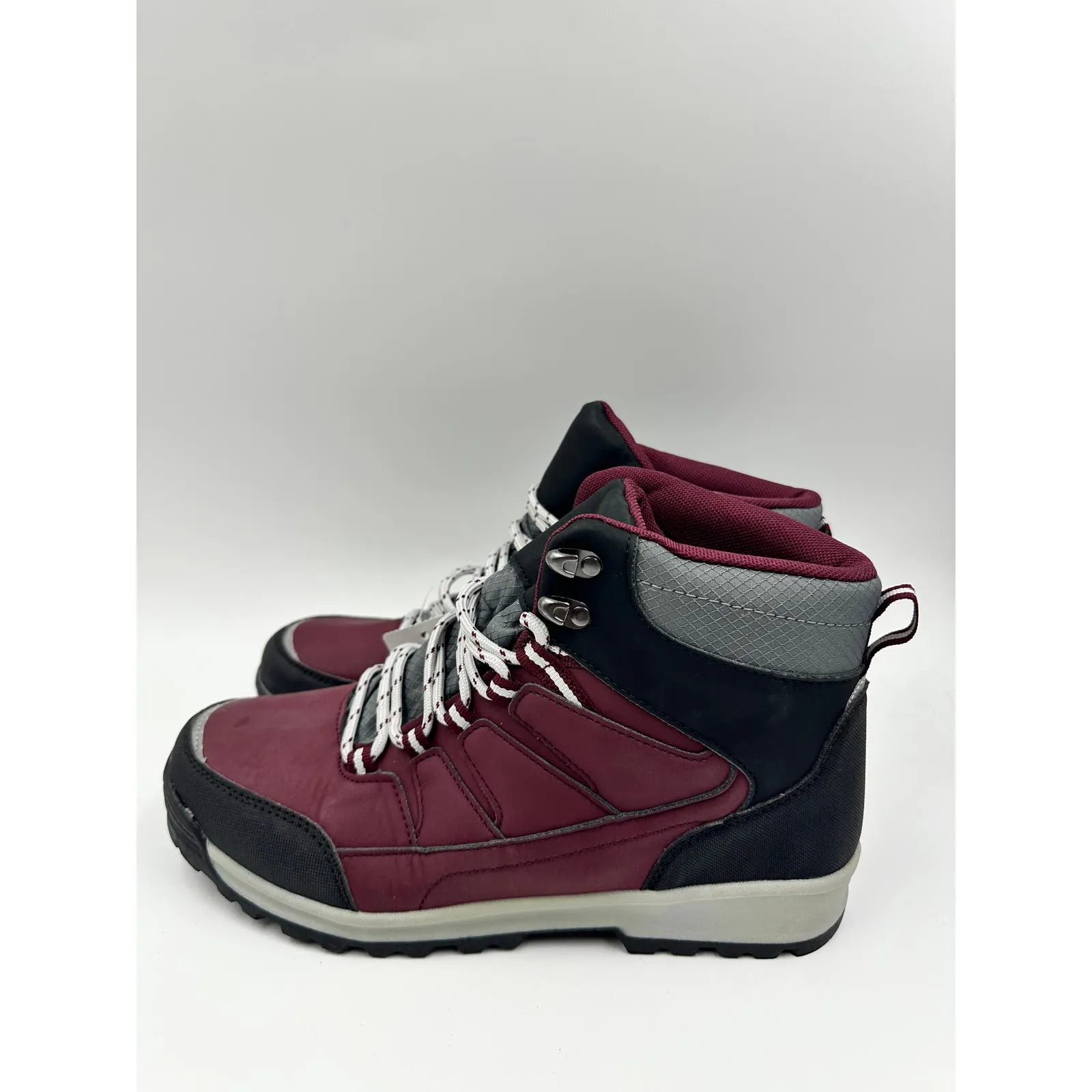 Women's size 8, Burgundy High Top Hikers w/ Gray Accents and Rugged Toe Caps