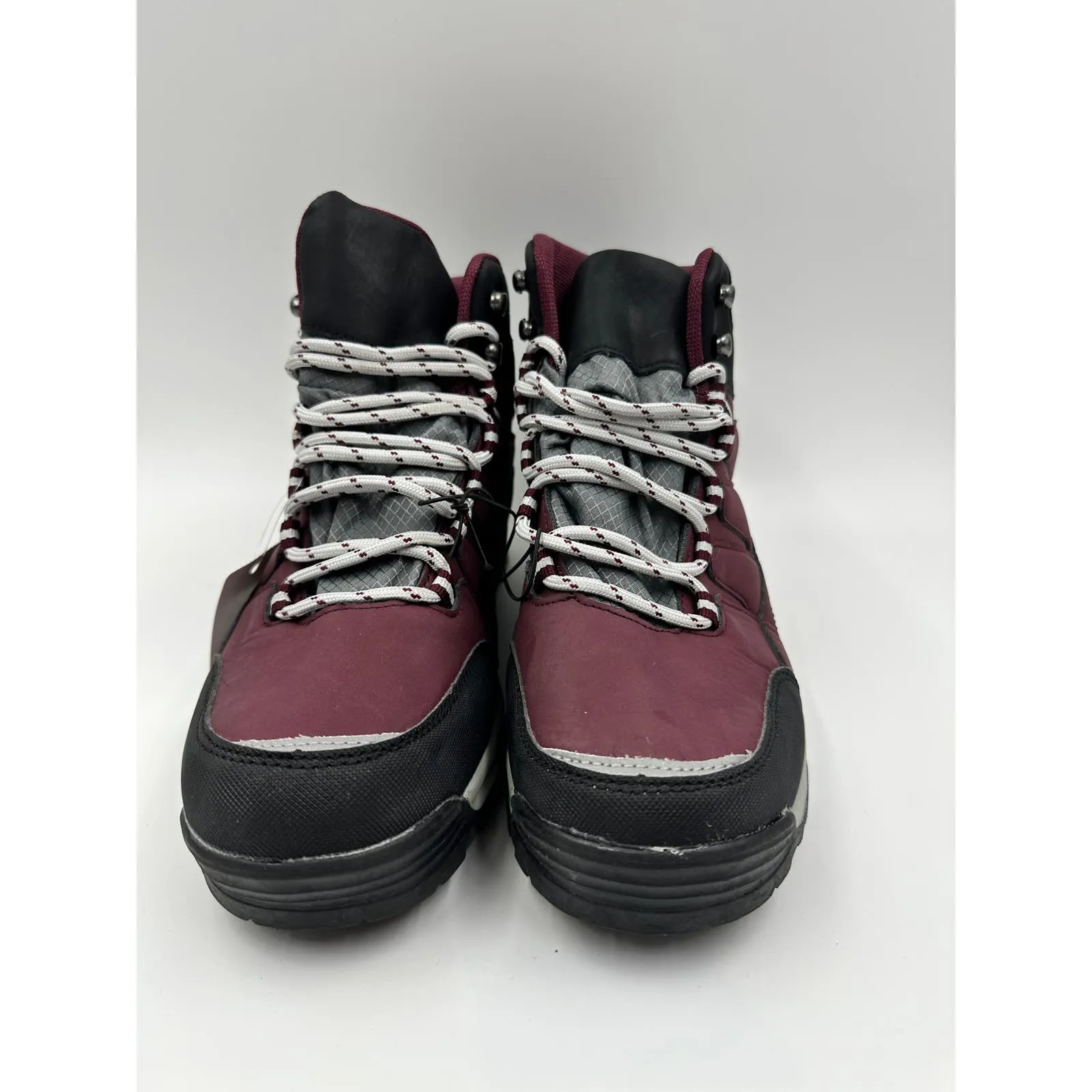 Women's size 8, Burgundy High Top Hikers w/ Gray Accents and Rugged Toe Caps