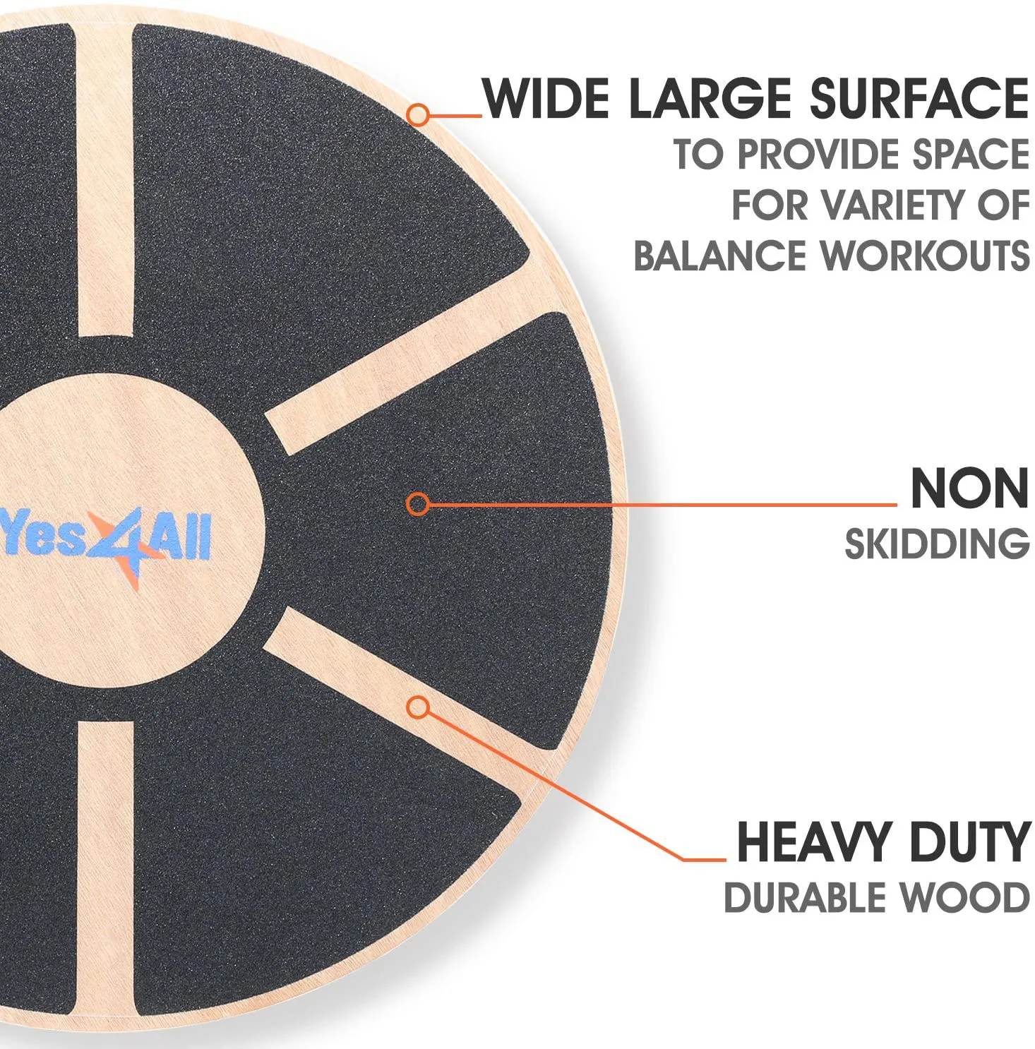 Yes4All Wooden Wobble Balance Board - Round Balance Board, Stability Board for Physical Therapy, Home Gyms